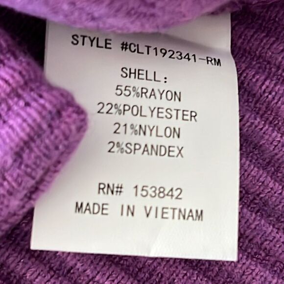 Nwt MELLODAY Purple Ottoman Ribbed Long Sleeve Top size Small - Picture 5 of 6